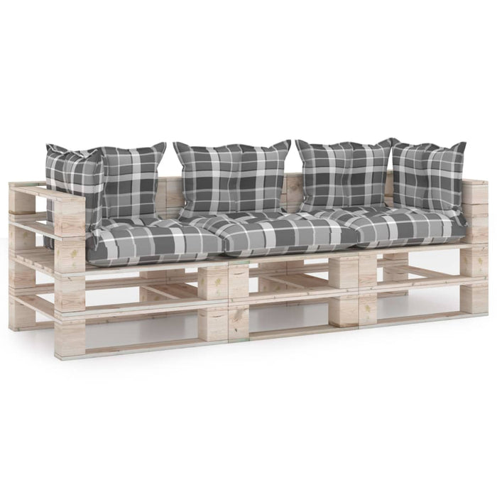 Garten-Palettensofa 3-Sitzer mit Kissen Kiefernholz