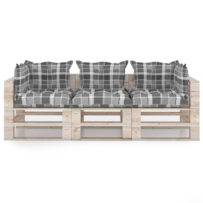 Garten-Palettensofa 3-Sitzer mit Kissen Kiefernholz