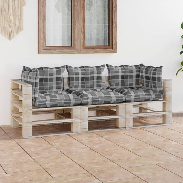 Garten-Palettensofa 3-Sitzer mit Kissen Kiefernholz