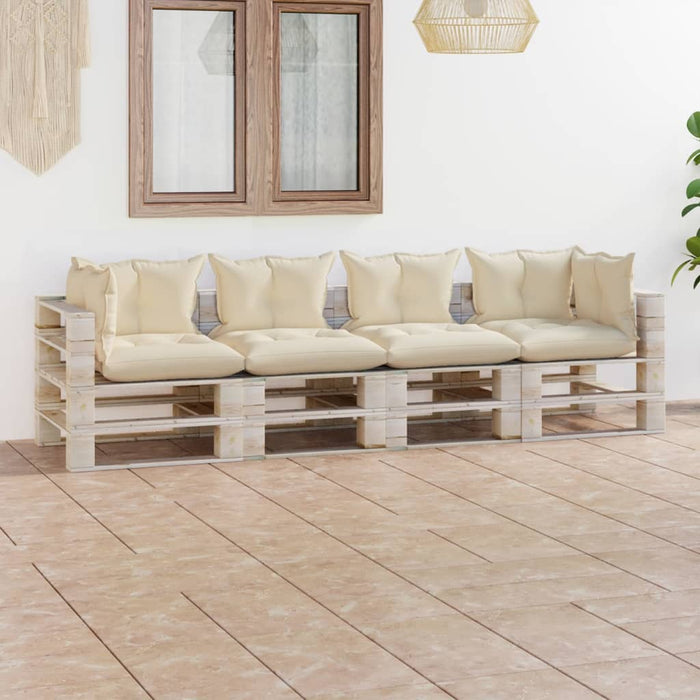 Garten-Palettensofa 4-Sitzer mit Kissen Kiefernholz