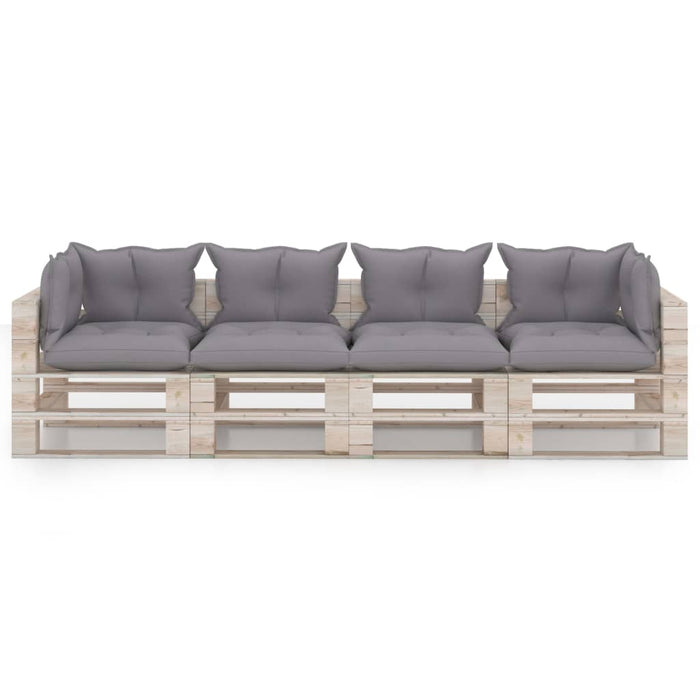 Garten-Palettensofa 4-Sitzer mit Kissen Kiefernholz