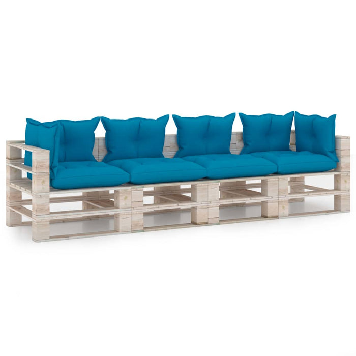 Garten-Palettensofa 4-Sitzer mit Kissen Kiefernholz