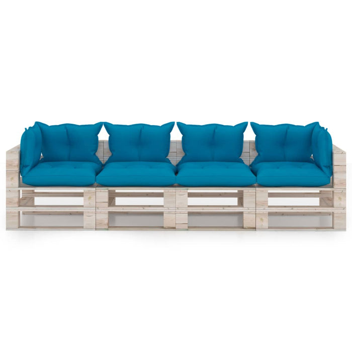 Garten-Palettensofa 4-Sitzer mit Kissen Kiefernholz