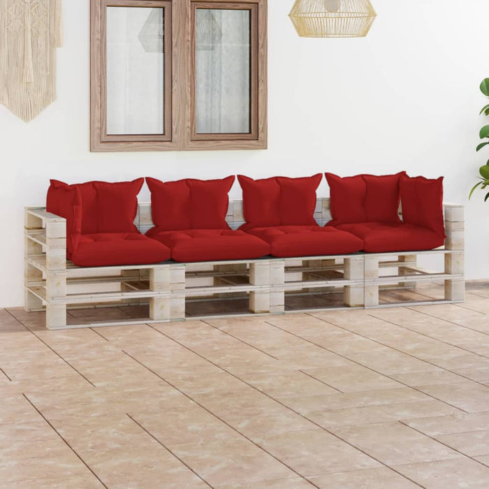 Garten-Palettensofa 4-Sitzer mit Kissen Kiefernholz