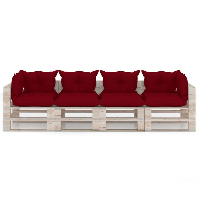 Garten-Palettensofa 4-Sitzer mit Kissen Kiefernholz