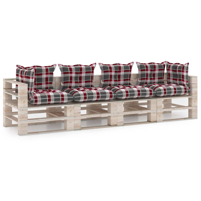 Garten-Palettensofa 4-Sitzer mit Kissen Kiefernholz