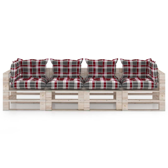 Garten-Palettensofa 4-Sitzer mit Kissen Kiefernholz