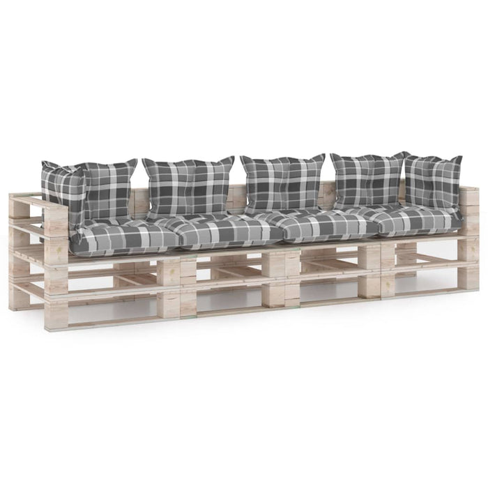 Garten-Palettensofa 4-Sitzer mit Kissen Kiefernholz