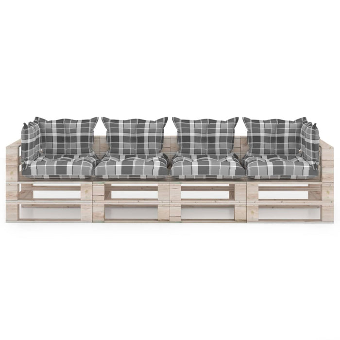 Garten-Palettensofa 4-Sitzer mit Kissen Kiefernholz