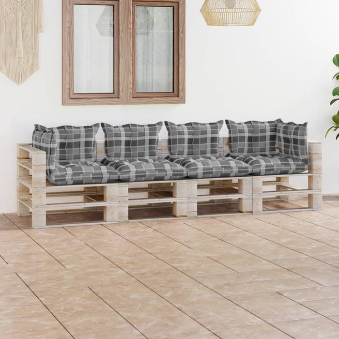 Garten-Palettensofa 4-Sitzer mit Kissen Kiefernholz