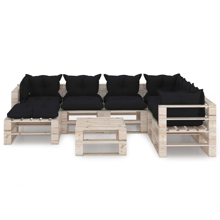 8-tlg. Garten-Lounge-Set aus Paletten mit Kissen Kiefernholz