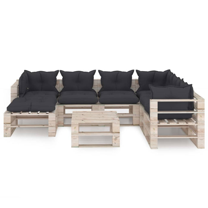 8-tlg. Garten-Lounge-Set aus Paletten mit Kissen Kiefernholz