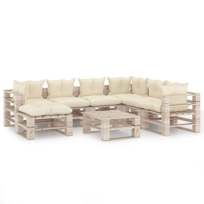 8-tlg. Garten-Lounge-Set aus Paletten mit Kissen Kiefernholz