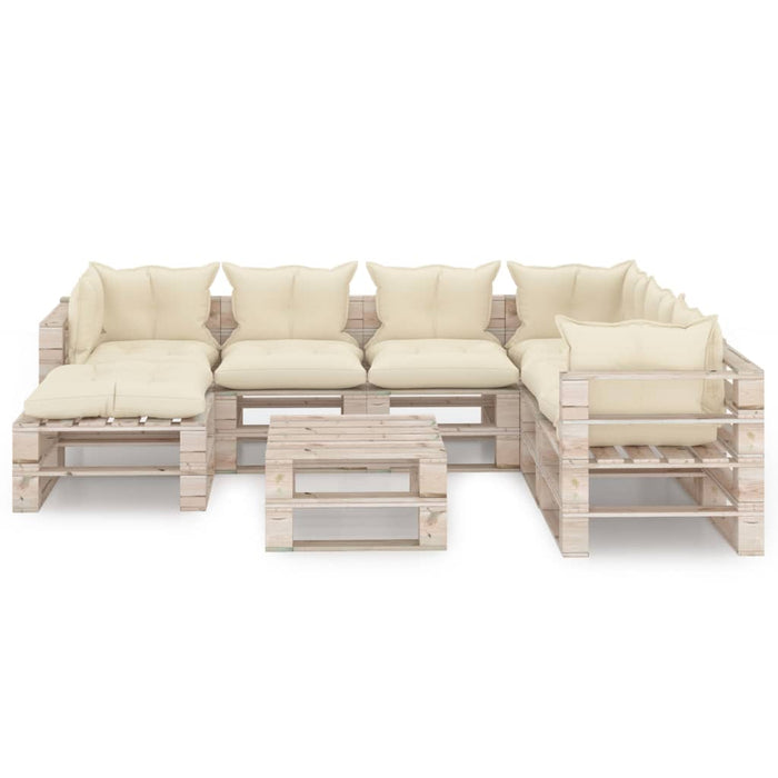 8-tlg. Garten-Lounge-Set aus Paletten mit Kissen Kiefernholz
