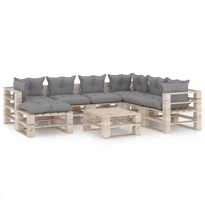 8-tlg. Garten-Lounge-Set aus Paletten mit Kissen Kiefernholz