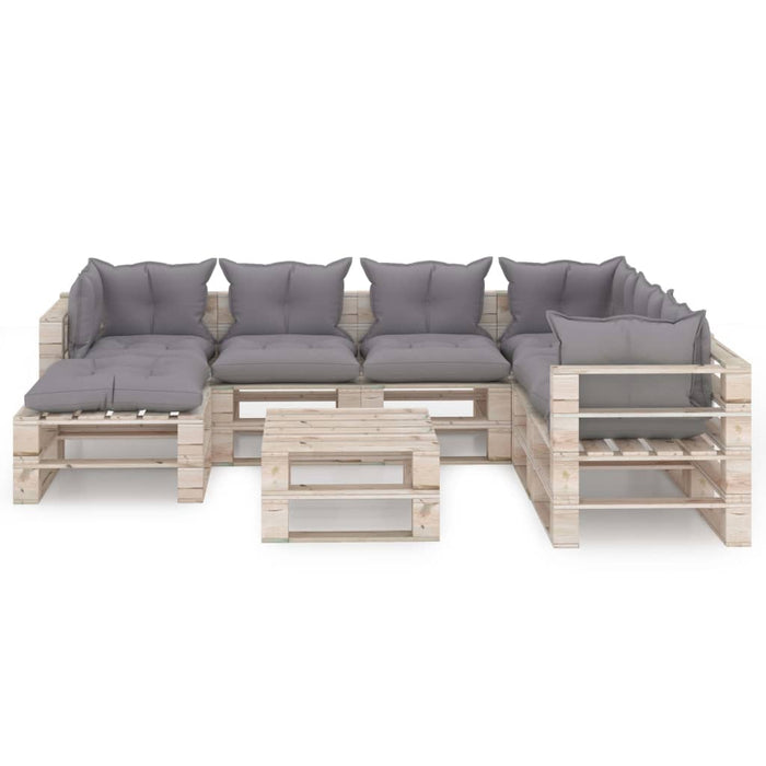 8-tlg. Garten-Lounge-Set aus Paletten mit Kissen Kiefernholz