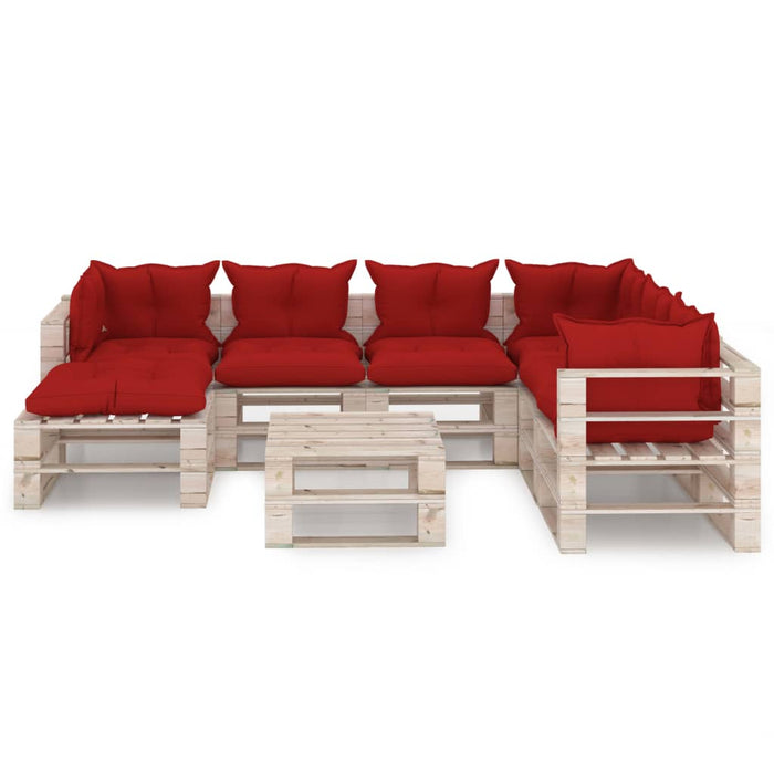 8-tlg. Garten-Lounge-Set aus Paletten mit Kissen Kiefernholz