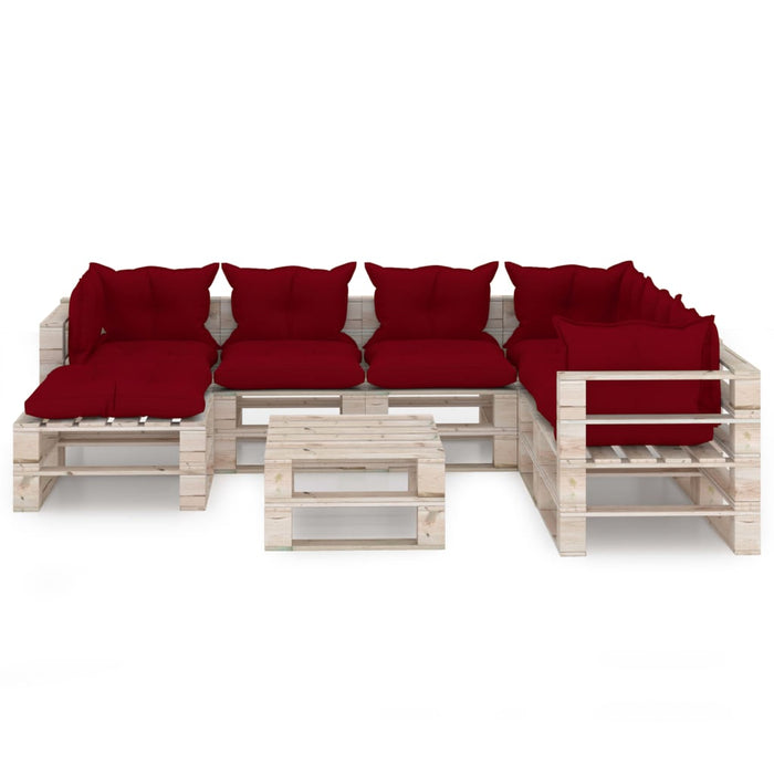 8-tlg. Garten-Lounge-Set aus Paletten mit Kissen Kiefernholz
