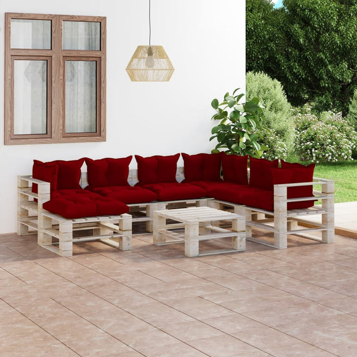 8-tlg. Garten-Lounge-Set aus Paletten mit Kissen Kiefernholz