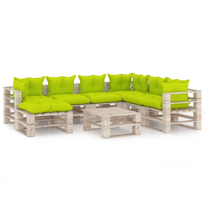 8-tlg. Garten-Lounge-Set aus Paletten mit Kissen Kiefernholz
