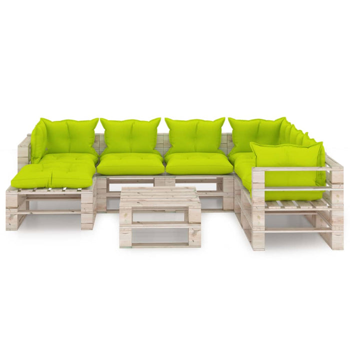 8-tlg. Garten-Lounge-Set aus Paletten mit Kissen Kiefernholz