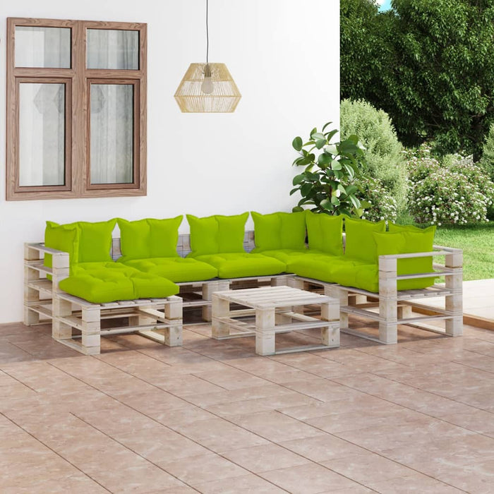 8-tlg. Garten-Lounge-Set aus Paletten mit Kissen Kiefernholz