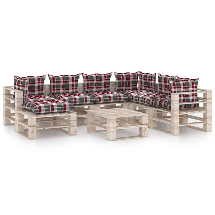 8-tlg. Garten-Lounge-Set aus Paletten mit Kissen Kiefernholz