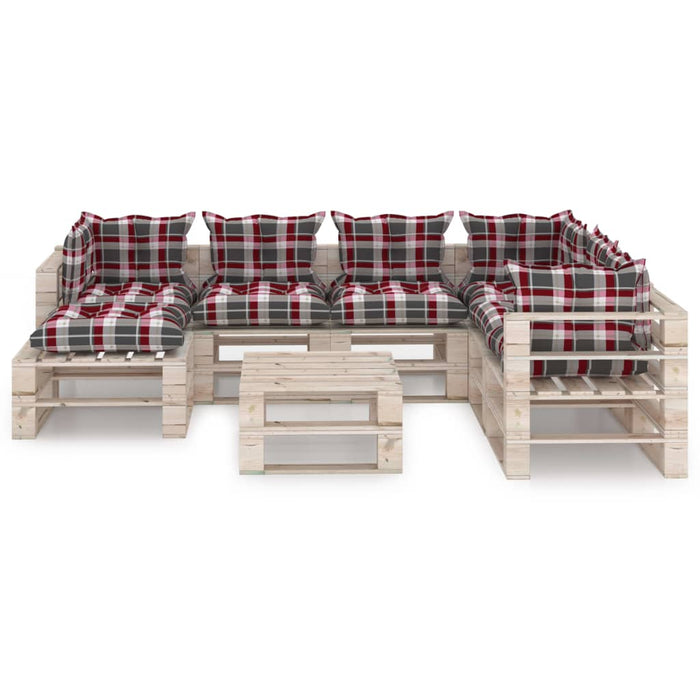 8-tlg. Garten-Lounge-Set aus Paletten mit Kissen Kiefernholz