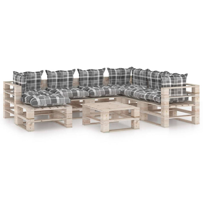 8-tlg. Garten-Lounge-Set aus Paletten mit Kissen Kiefernholz