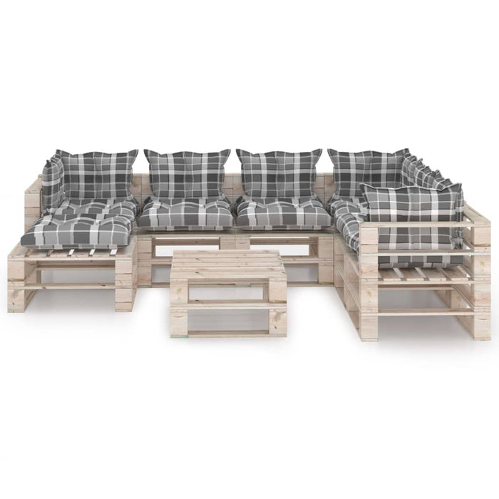 8-tlg. Garten-Lounge-Set aus Paletten mit Kissen Kiefernholz