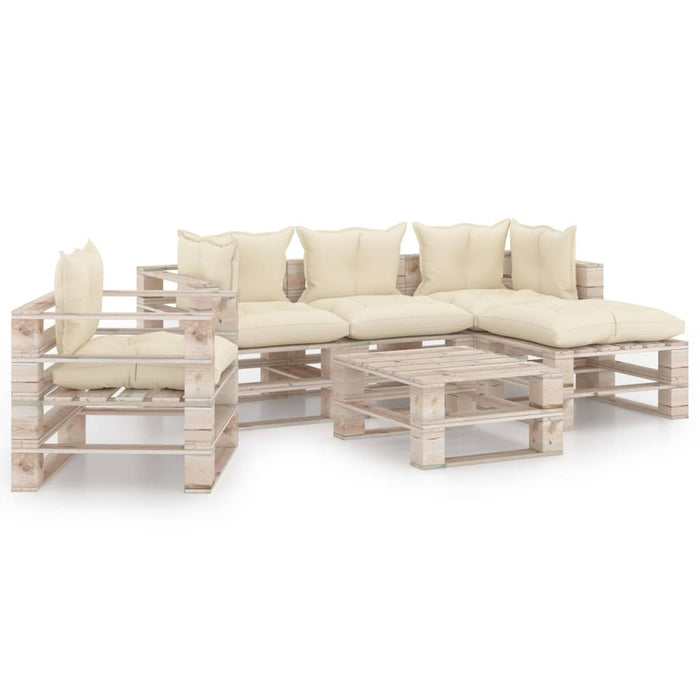 6-tlg. Garten-Lounge-Set aus Paletten mit Kissen Kiefernholz
