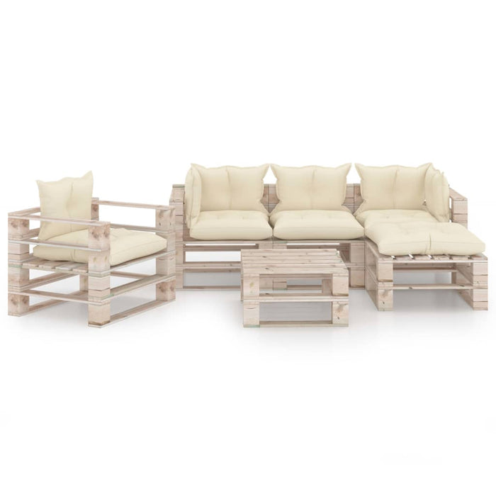6-tlg. Garten-Lounge-Set aus Paletten mit Kissen Kiefernholz