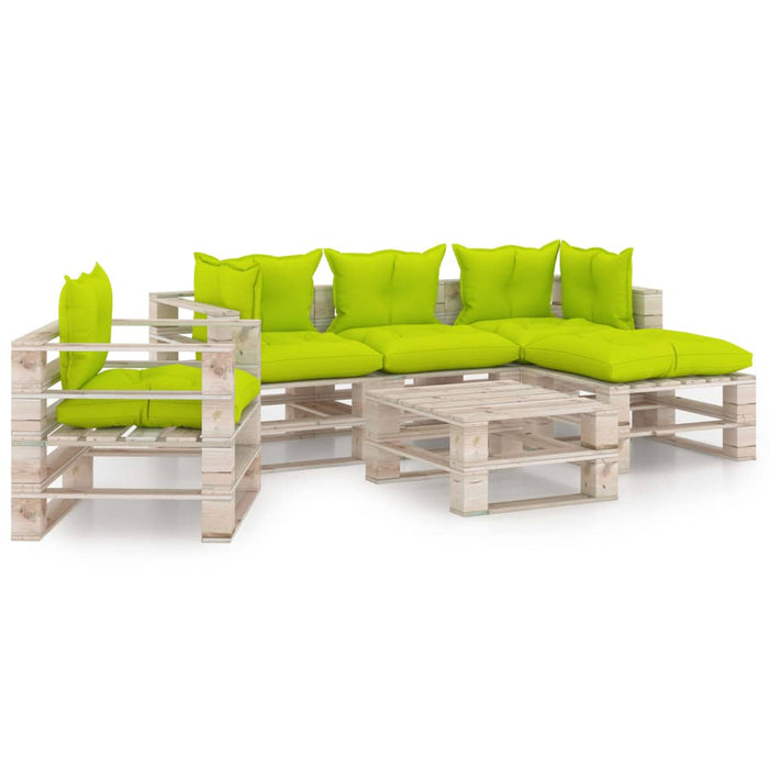 6-tlg. Garten-Lounge-Set aus Paletten mit Kissen Kiefernholz