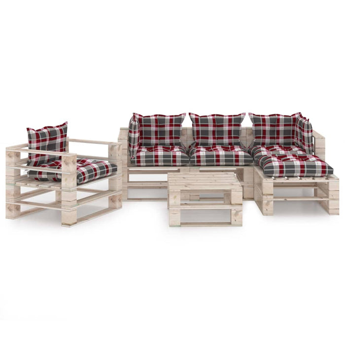 6-tlg. Garten-Lounge-Set aus Paletten mit Kissen Kiefernholz