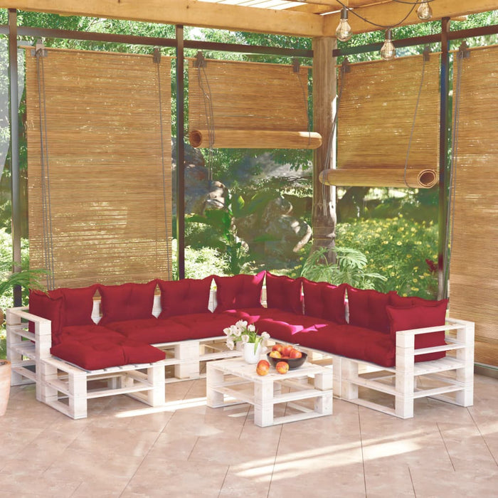 9-tlg. Garten-Lounge-Set aus Paletten mit Kissen Kiefernholz