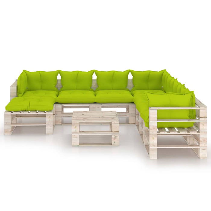 9-tlg. Garten-Lounge-Set aus Paletten mit Kissen Kiefernholz