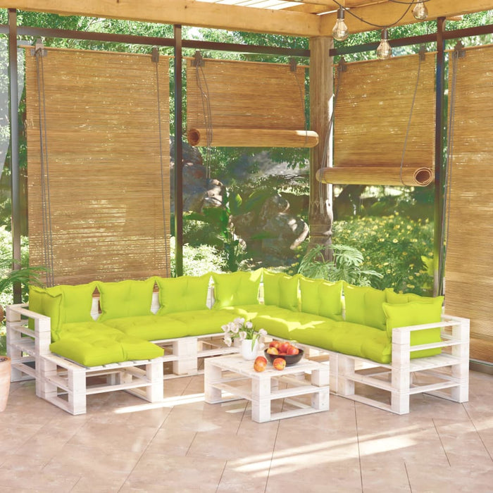 9-tlg. Garten-Lounge-Set aus Paletten mit Kissen Kiefernholz
