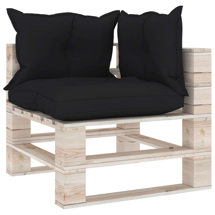 4-tlg. Garten-Lounge-Set aus Paletten mit Kissen Kiefernholz
