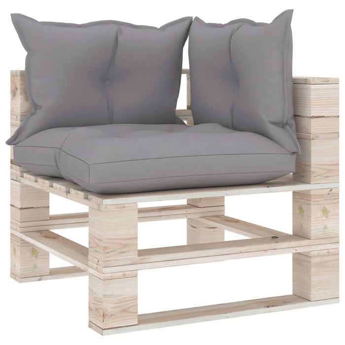 4-tlg. Garten-Lounge-Set aus Paletten mit Kissen Kiefernholz