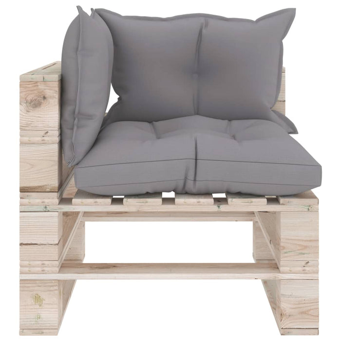 4-tlg. Garten-Lounge-Set aus Paletten mit Kissen Kiefernholz