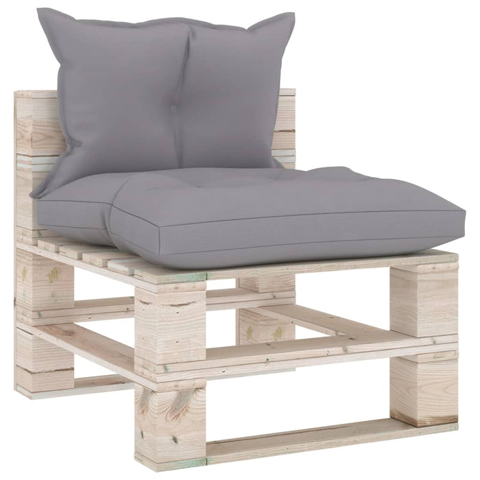 4-tlg. Garten-Lounge-Set aus Paletten mit Kissen Kiefernholz