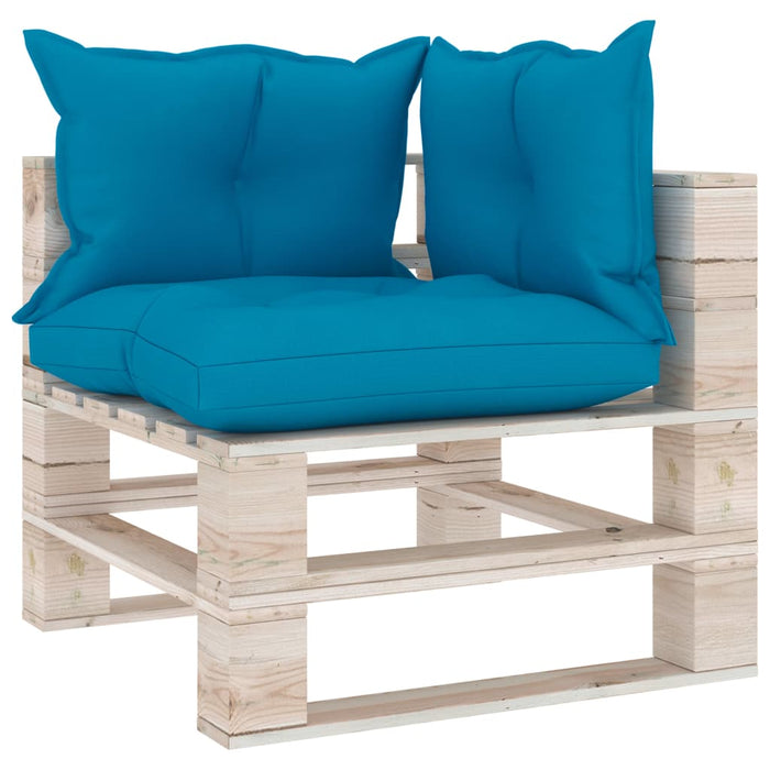 4-tlg. Garten-Lounge-Set aus Paletten mit Kissen Kiefernholz