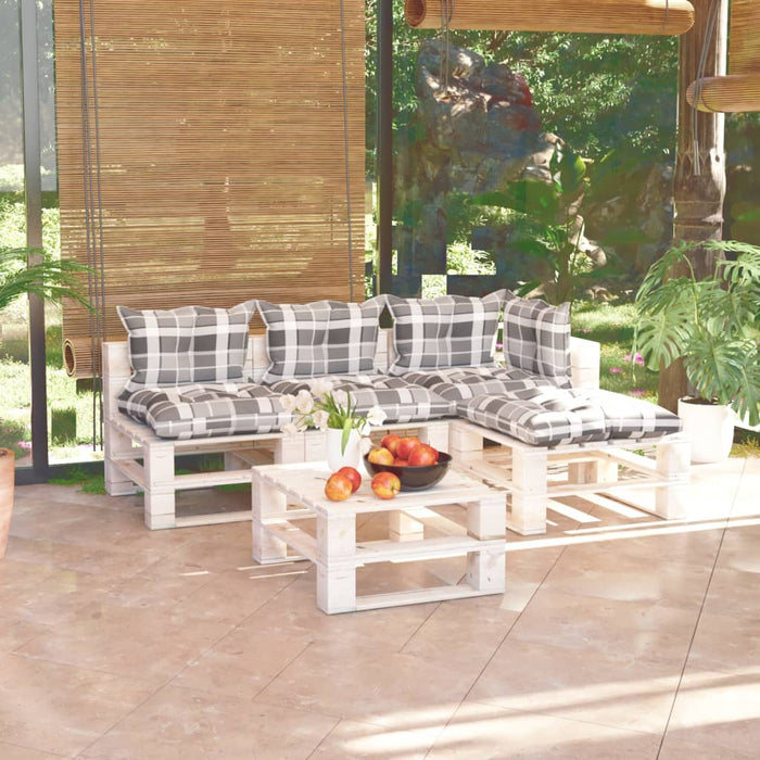 5-tlg. Garten-Lounge-Set aus Paletten mit Kissen Kiefernholz