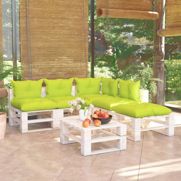 6-tlg. Garten-Lounge-Set aus Paletten mit Kissen Kiefernholz