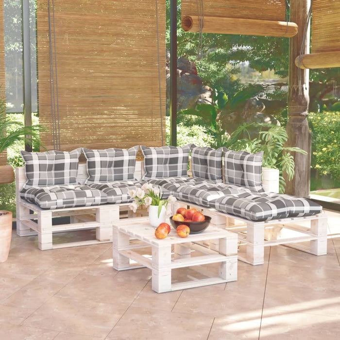 6-tlg. Garten-Lounge-Set aus Paletten mit Kissen Kiefernholz