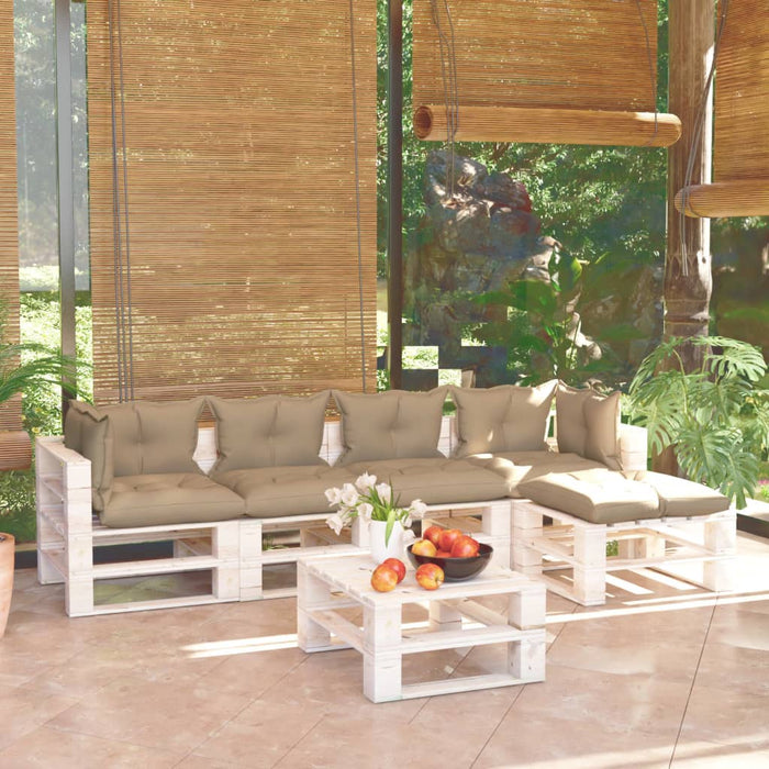 6-tlg. Garten-Lounge-Set aus Paletten mit Kissen Kiefernholz