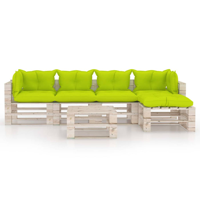 6-tlg. Garten-Lounge-Set aus Paletten mit Kissen Kiefernholz