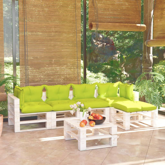 6-tlg. Garten-Lounge-Set aus Paletten mit Kissen Kiefernholz