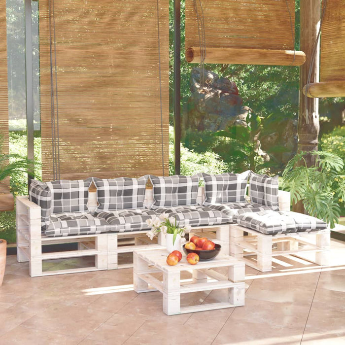 6-tlg. Garten-Lounge-Set aus Paletten mit Kissen Kiefernholz