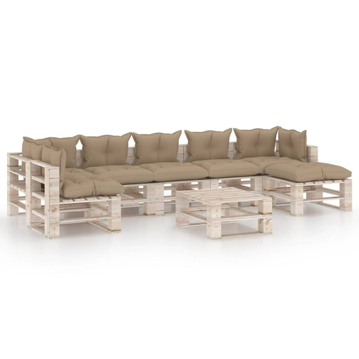 8-tlg. Garten-Lounge-Set aus Paletten mit Kissen Kiefernholz